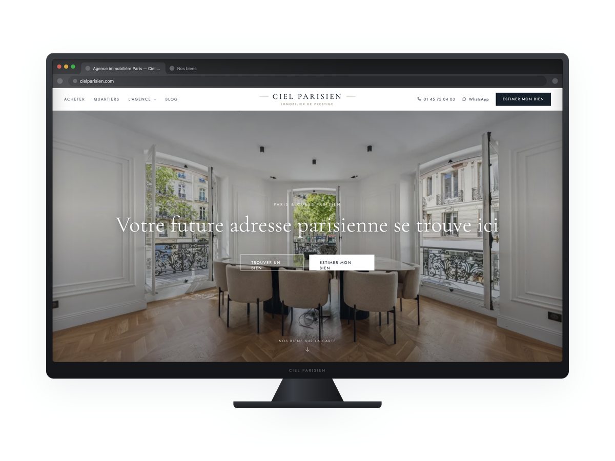 Site web Ciel Parisien - agence immobilière de prestige